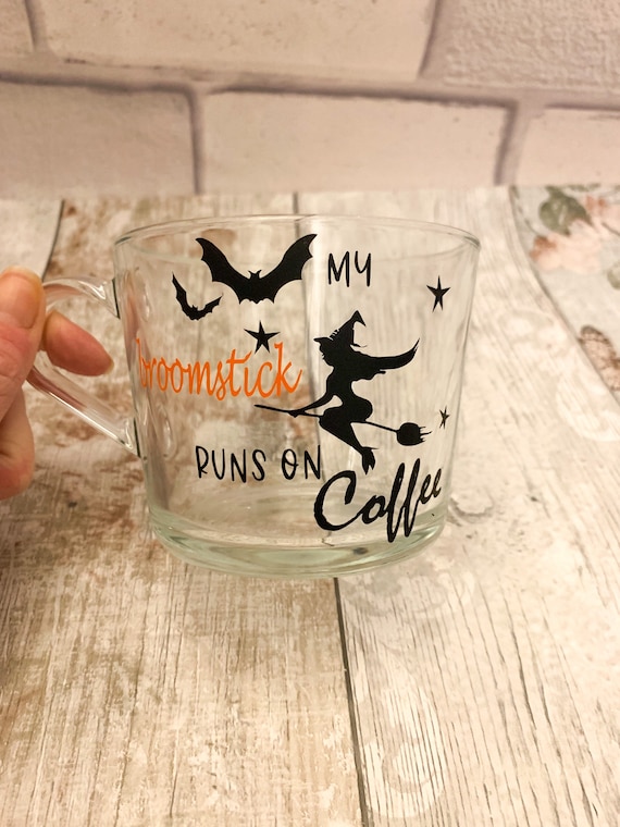 Witch mug, Funny witch gifts, Gifts for witches, Witch glass, Witch coffee cup, Witch tea mug, Halloween mug, Bat mug, My broomstick runs on