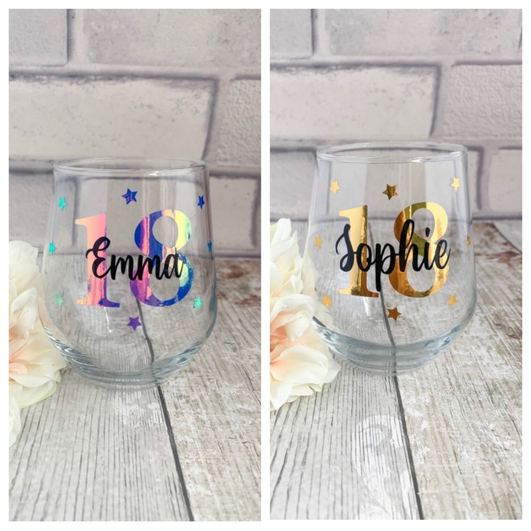 Stemless Wine Glass, Personalised Wine Glasses, Birthday Stemless Wine Glasses, Wine Glass With ...