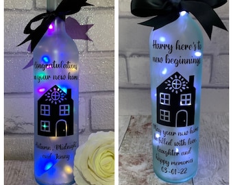 New home Gift , Moving house gift, House warming present, First home gift for couple, Light up bottle, Wine bottle lights, Moving in gift,