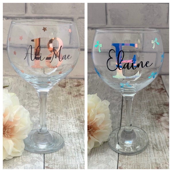 Personalised birthday gin glass, Gin glass with name, name gin glass, Milestone birthday gift, Gin glass with name, Gin lover gift, Age gift