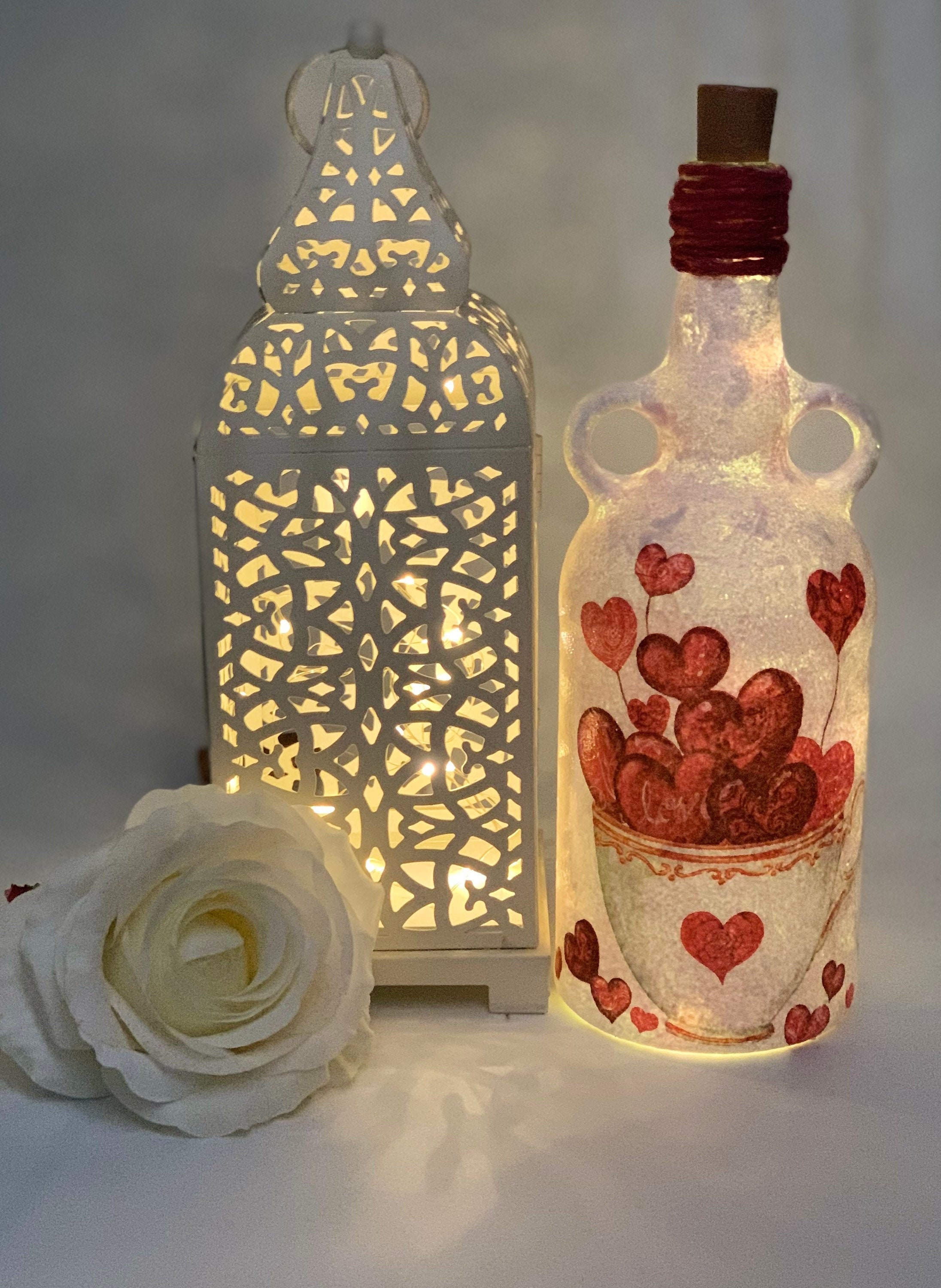 Gifts of love Romantic gifts for her Heart bottle Decoupage Etsy