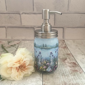 Glas Seifenspender mit Pumpe, Badezimmer Seifenspender, Handwaschspender, Flüssigseife Spender Glas, Blaues Badezimmer Handseife Spender
