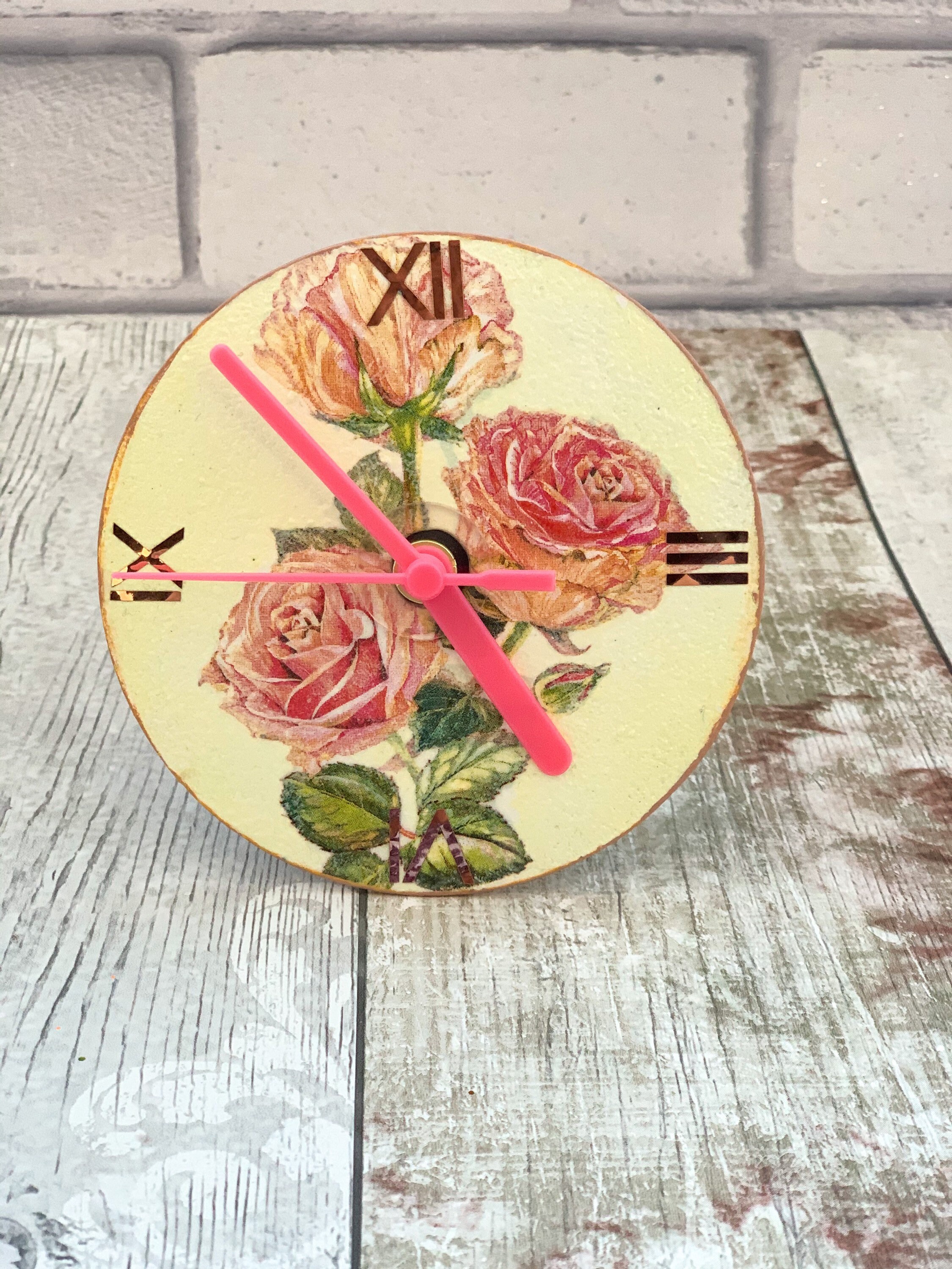 Roses Clock Floral Clock Clock Flower Small Clock for Etsy