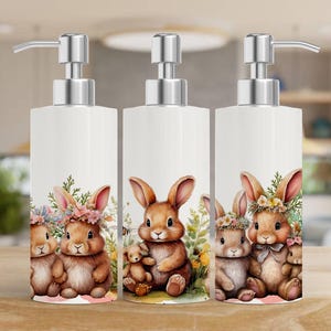Dispenser di sapone coniglietto pasquale, Flacone di lozione per sublimazione png, Download digitale di coniglio carino, Pompa per sapone animale, Sapone in ceramica per sublimazione
