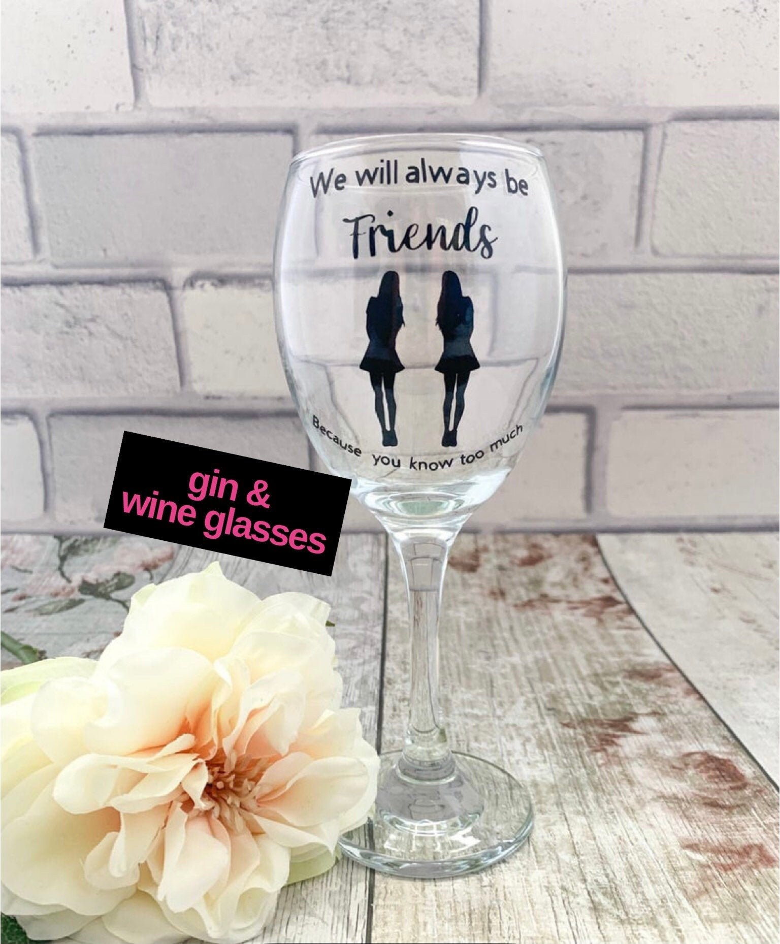 Wine glasses for friends Gifts for friends women Birthday Etsy