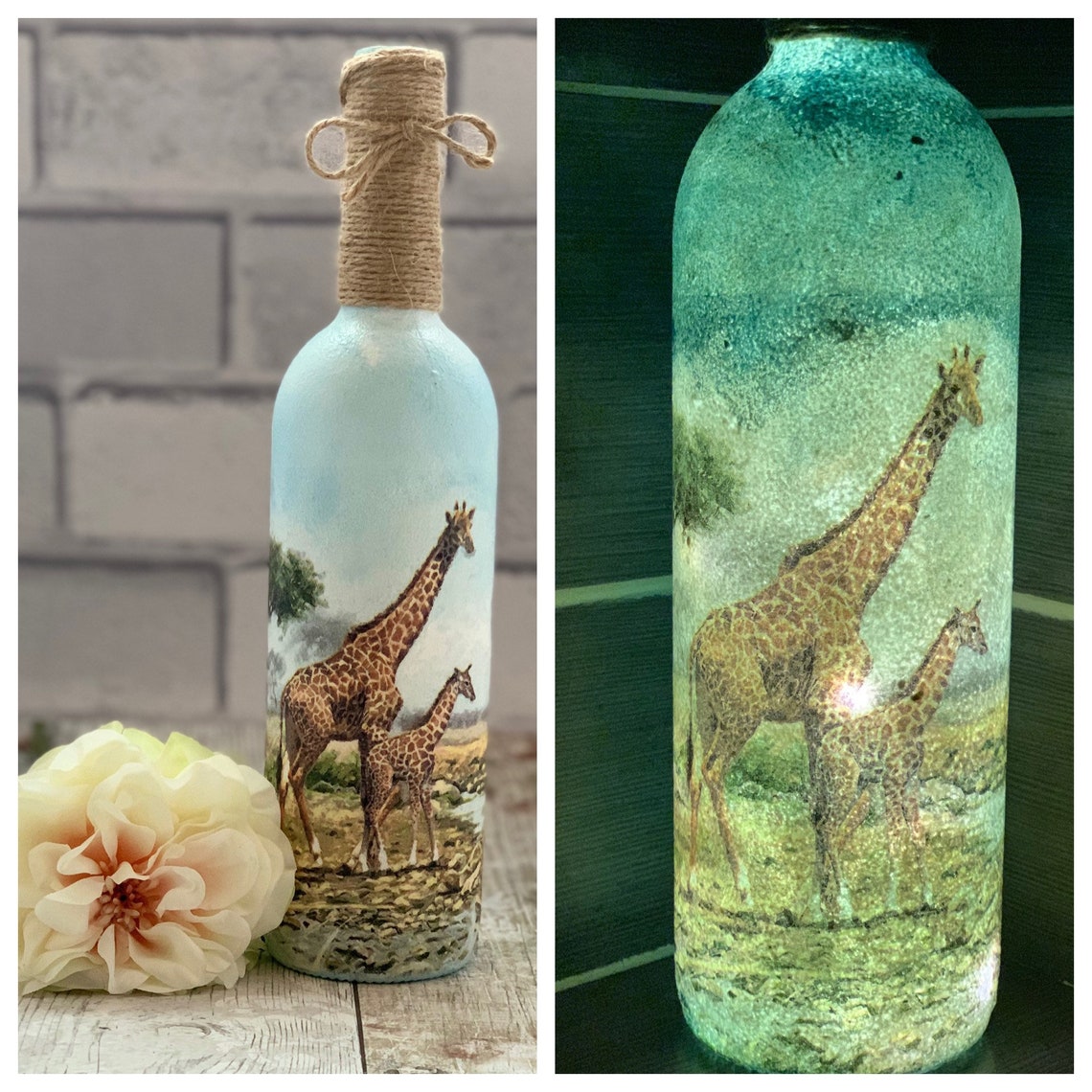 Giraffe bottle light Giraffe gifts for her Light up bottle Etsy