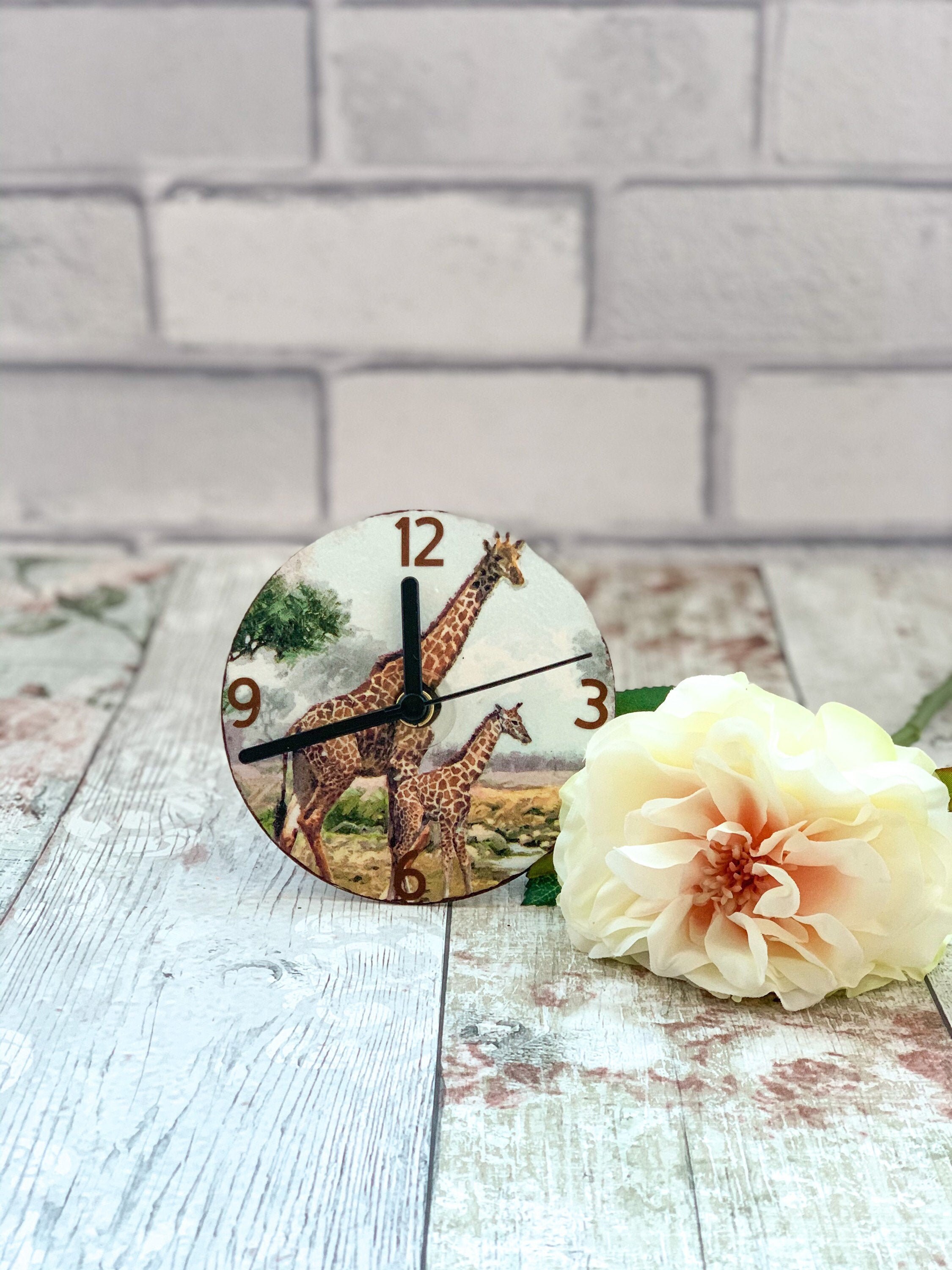 Giraffe clock Giraffe gift for women CD clock Desk clock Etsy