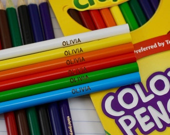 Personalized Colored Pencils | 12 or 24 or 36 Pack | Crayola | Engraved | Pre-Sharpened