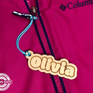 Kid&#39;s Bag Tag & Keychain | Custom Name | Wood Backpack Tag | Acrylic Bookbag Tag | Diaper Bag Tag | Kids Name Keychain