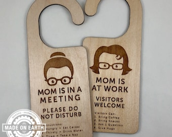 Please Do Not Disturb | Mom Working Door Hanger | In A Meeting Sign | WFH | Home Office | Working Remote | Personalize