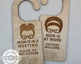 Do Not Disturb | Mom Is In A Meeting Door Hanger | WFH | Work From Home | Office | Working Remote | Personalize