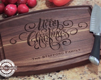 Merry Christmas Cutting Board | Christmas Cutting Board | Family Gift | Christmas Kitchen Decoration | Holiday Decor | Personalize
