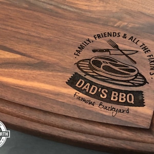 Dad's BBQ Cutting Board Barbeque Cutting Board Dad's Birthday Present Father's Day Gift Grill Cutting Board Grill, Knife & Fork