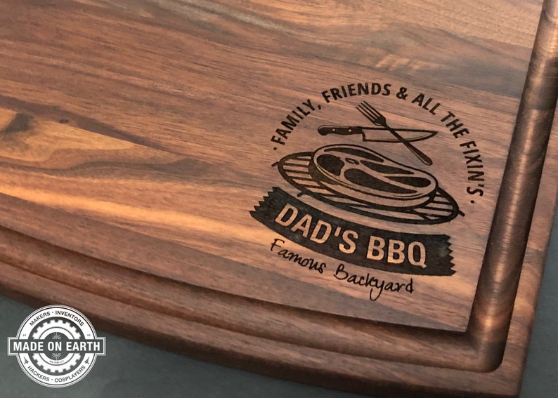 Dad's BBQ Cutting Board Barbeque Cutting Board Dad's Birthday Present Father's Day Gift Grill Cutting Board Grill, Knife & Fork