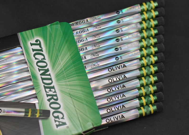 Personalized Noir 2 Pencils 6, 12 or 24 Pack Engraved Ticonderoga Black Wood Pencils image 3