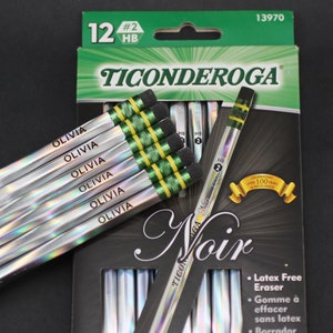 Personalized Noir 2 Pencils 6, 12 or 24 Pack Engraved Ticonderoga Black Wood Pencils image 2