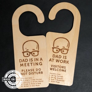 Remote School Door Hanger Genius School Home Schooling Shhh... I'm Trying To Focus Genius Boy & Lion Personalize Dad - Bald