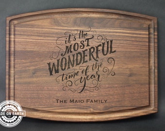 Most Wonderful Time of the Year Cutting Board | Holiday Cutting Board | Family Gift | Christmas Kitchen | Holiday Decor | Personalize