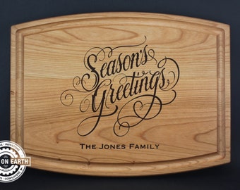 Season's Greetings Cutting Board | Christmas Cutting Board | Family Gift | Christmas Kitchen Decoration | Holiday Decor | Personalize