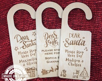 Santa Door Hangers | Christmas Door Hanger | Sata Please Stop Here Door Hanger | Santa Claus Door Hanger | Personalize