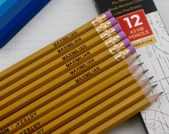 Personalized #2 HB Pencils | 12 Pack | Engraved | Pre-Sharpened