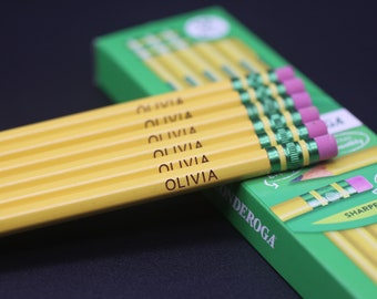 Personalized Sharpened Pencils | Ticonderoga 12 Pack | Laser Engraved