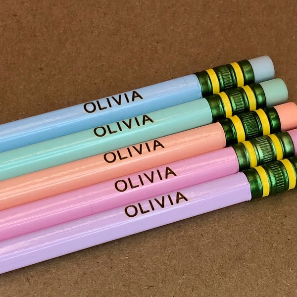 Personalized Pastel #2 Pencils | 5 or 10 Pack | Engraved Ticonderoga Pastel Wood Case Pencils