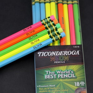 Personalized Neon 2 Pencils 10-Pack or 18-Pack Engraved Ticonderoga Neon Pencils image 2