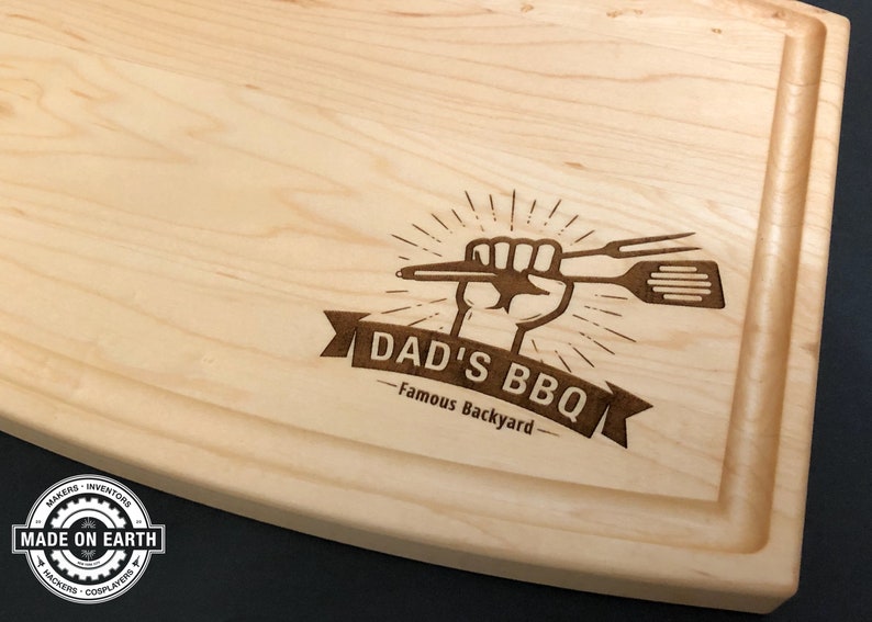 Dad's BBQ Cutting Board Barbeque Cutting Board Dad's Birthday Present Father's Day Gift Grill Cutting Board Raised Fist