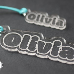 Kid&#39;s Bookbag Tag | Acrylic Pencil Case Tag | Custom Name Keychain | Diaper Bag Tag | Wood Backpack Tag