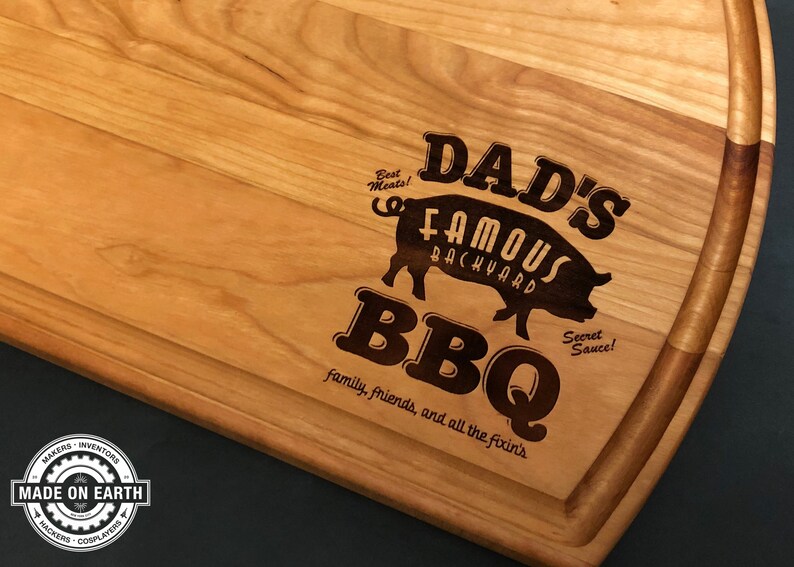 Dad's BBQ Cutting Board Barbeque Cutting Board Dad's Birthday Present Father's Day Gift Grill Cutting Board Pig