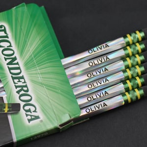 Personalized Noir 2 Pencils 6, 12 or 24 Pack Engraved Ticonderoga Black Wood Pencils image 4