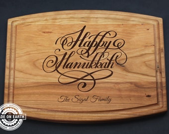 Happy Hanukkah Cutting Board | Holiday Cutting Board | Jewish Gift | Housewarming Gift | Holiday Decor | Personalize
