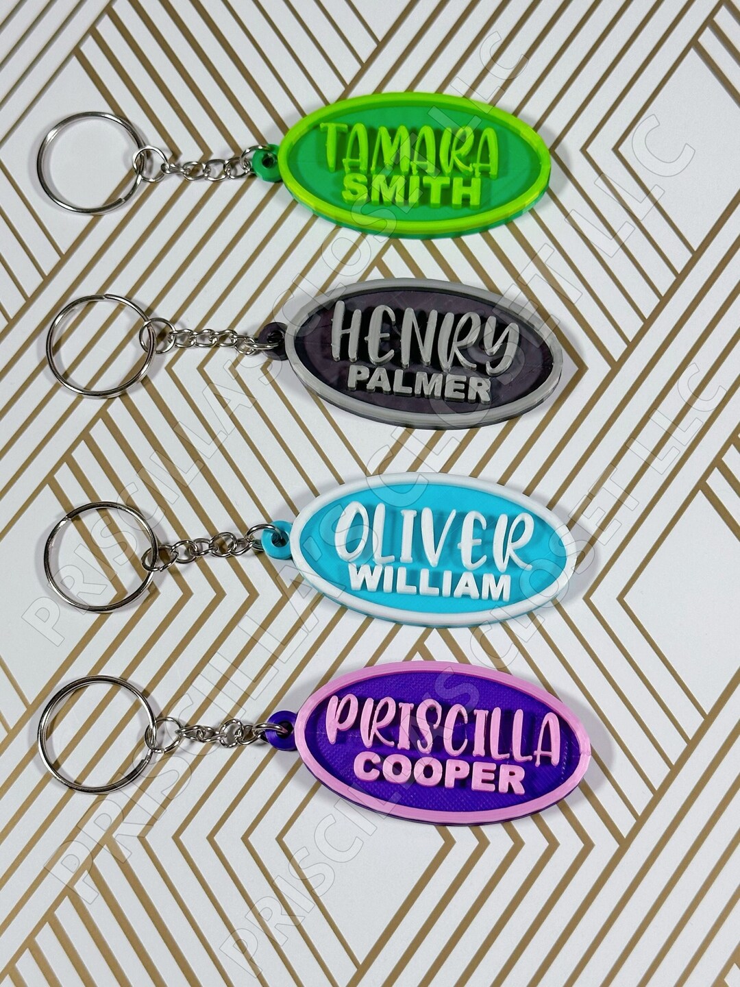 Personalized Name Keychain Two Color 3D Printed Customized Name