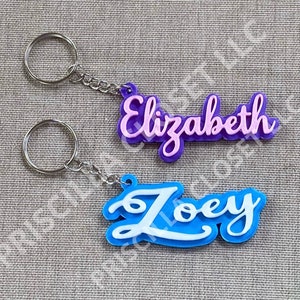 Personalized Name Keychains - Two Color - 3D Printed - Custom Name Keychain - Word - Lanyard - Nametag - Luggage Tag