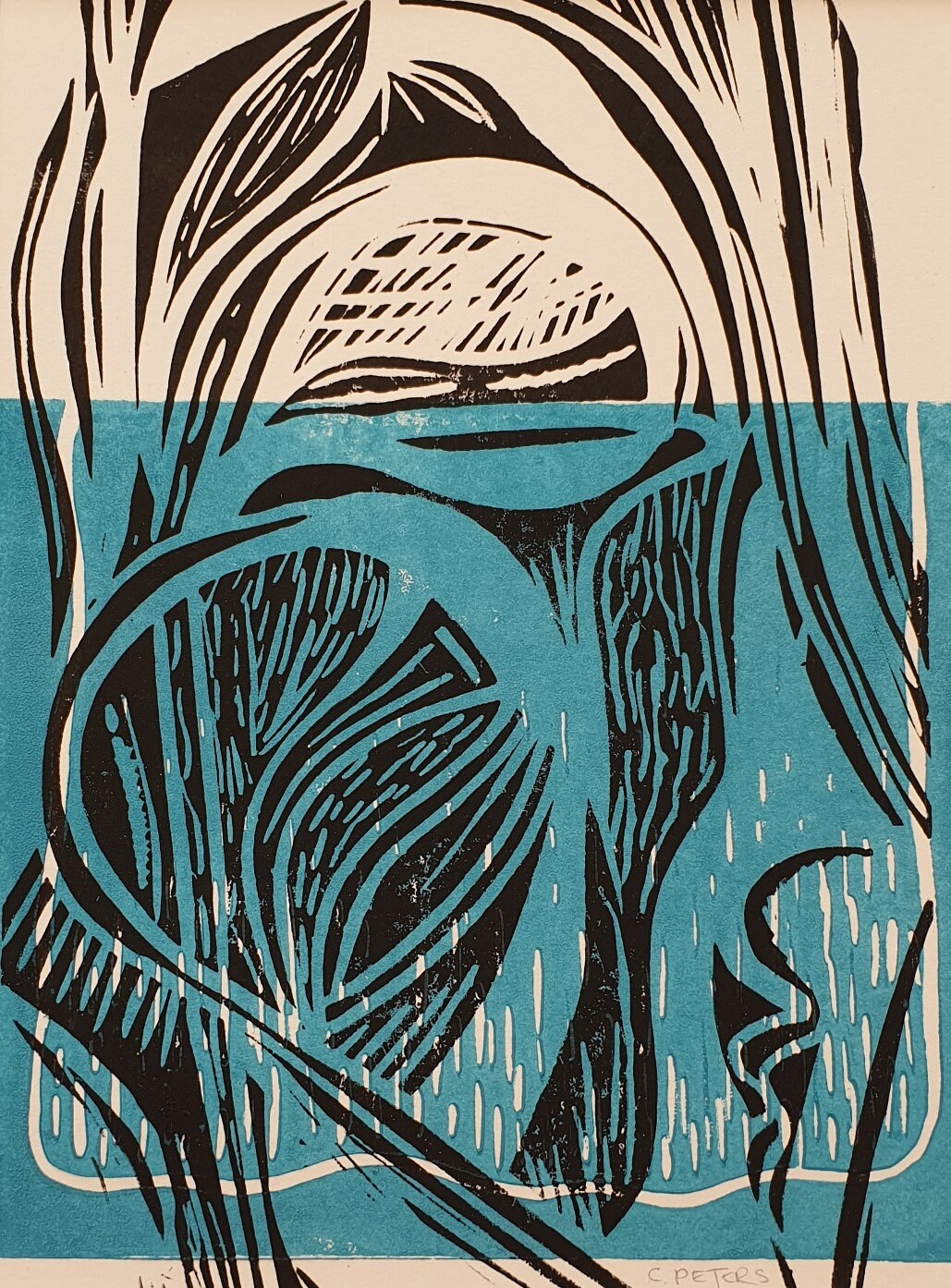 Original & Handmade Abstract linocut print 6x8 with Etsy