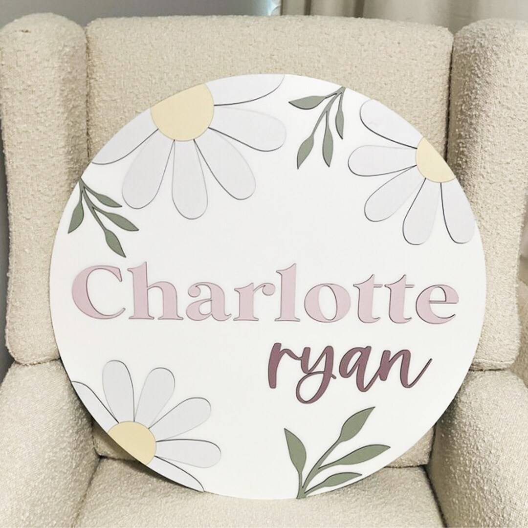 Daisy Flower Nursery Sign, Personalized Gift, Baby Name Sign, Nursery ...