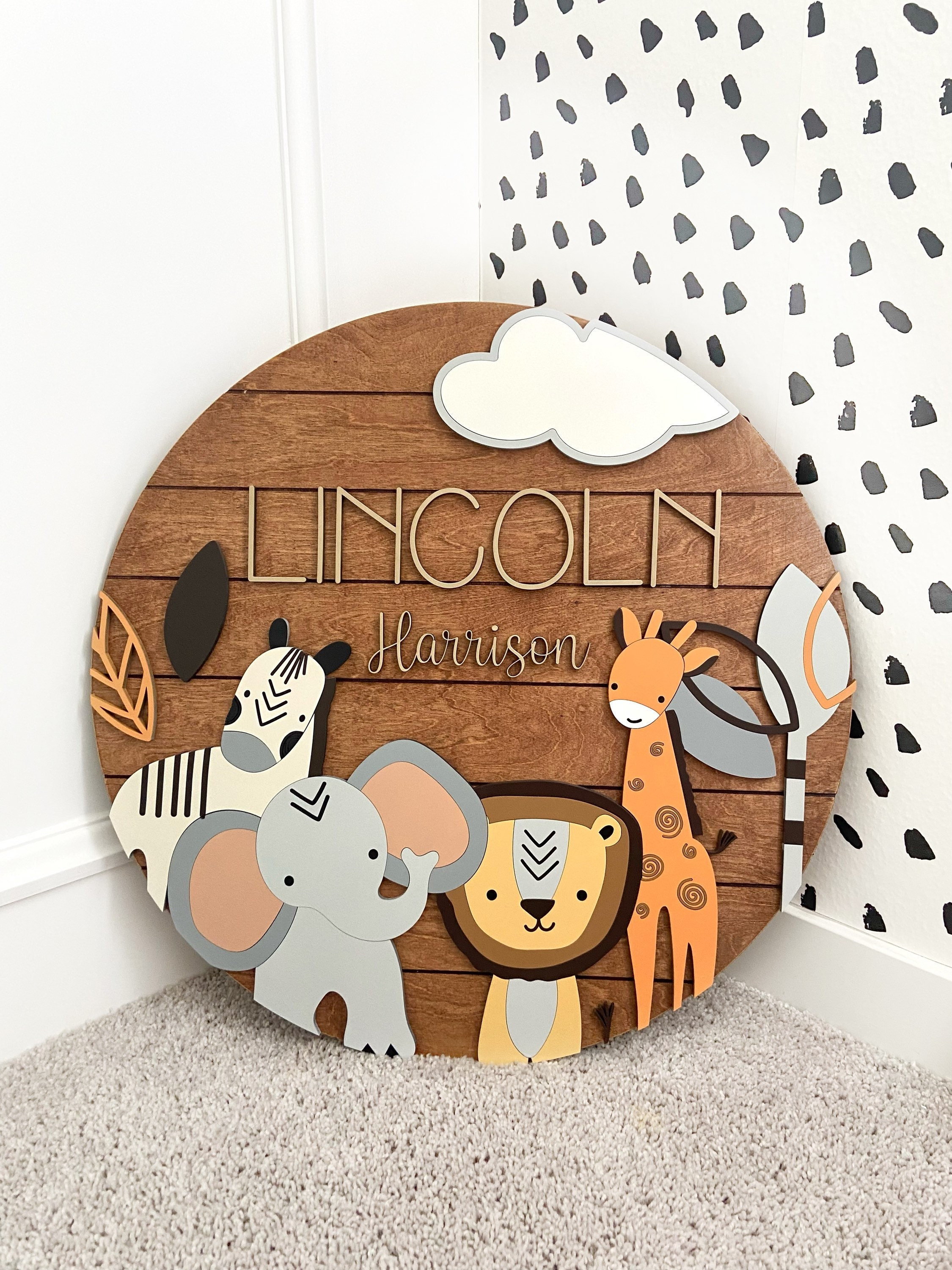 Custom Baby Name Sign Animal Nursery Sign Woodland Theme Etsy