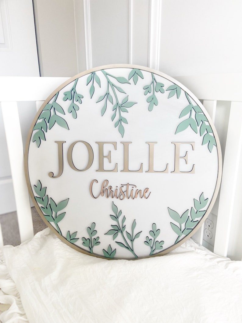 Custom Baby Name Sign Animal Nursery Sign Greenery Nursery Etsy
