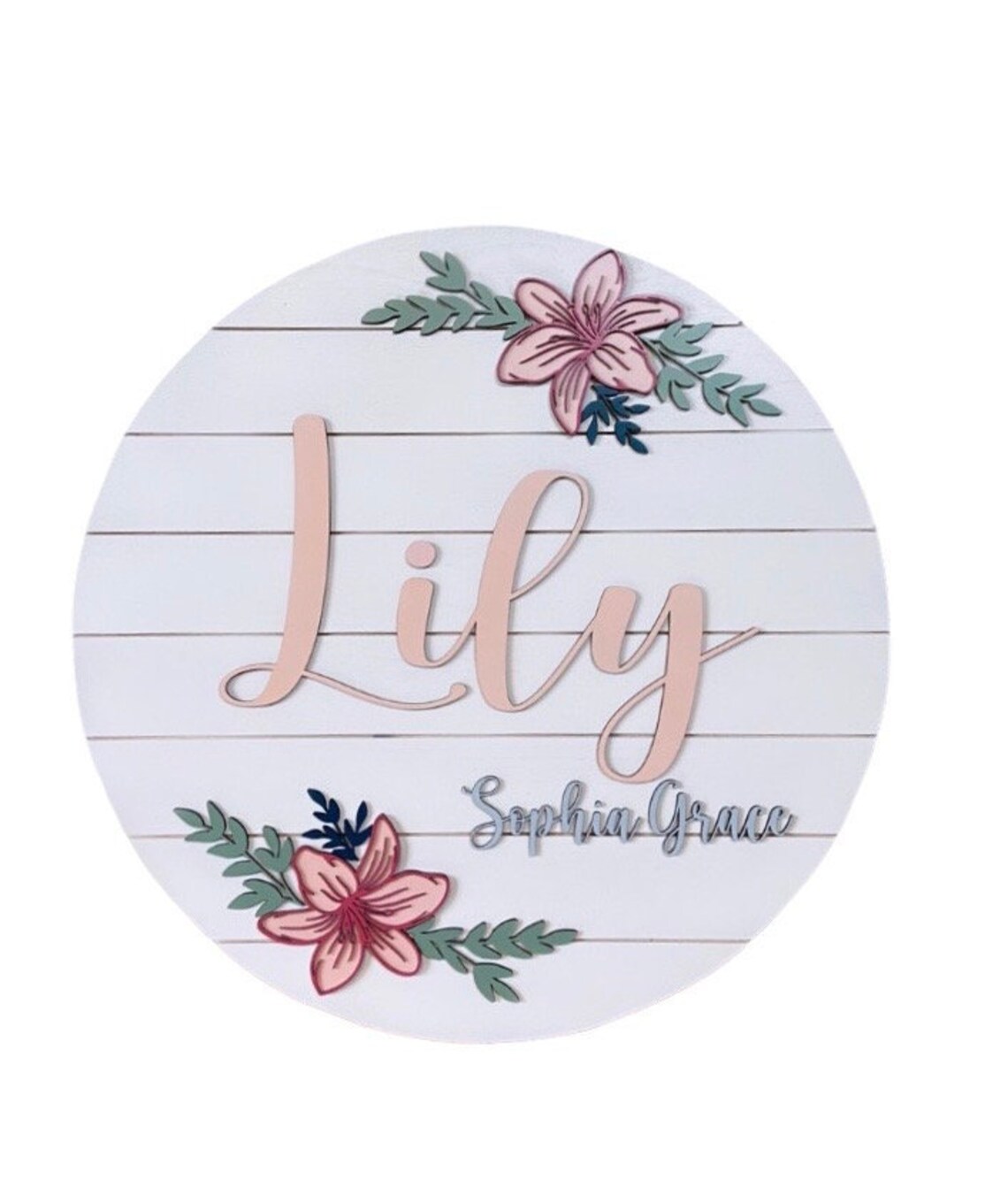 Custom Baby Name Sign Lily Flower Nursery Sign Nursery Etsy