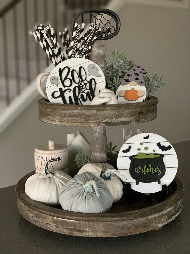 Farmhouse Tiered Tray Decor Halloween Tiered Tray Fall Etsy