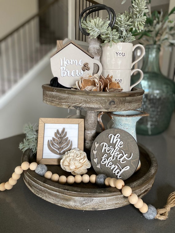 Farmhouse Tiered Tray Decor Coffee Tier Tray Decor Home Etsy