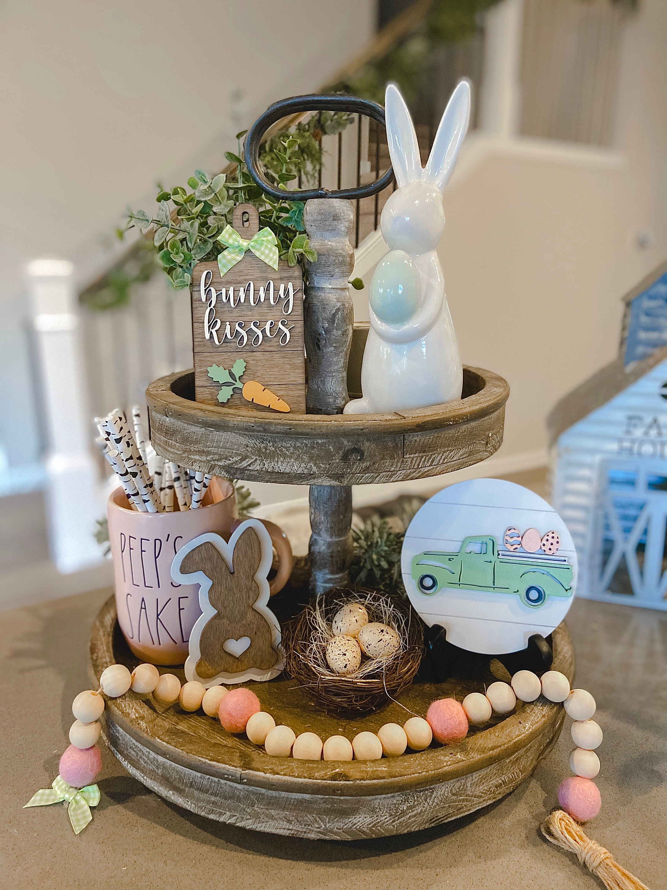 Easter Tiered Tray Decor | Farmhouse Tiered Tray Decor| Easter Tiered…