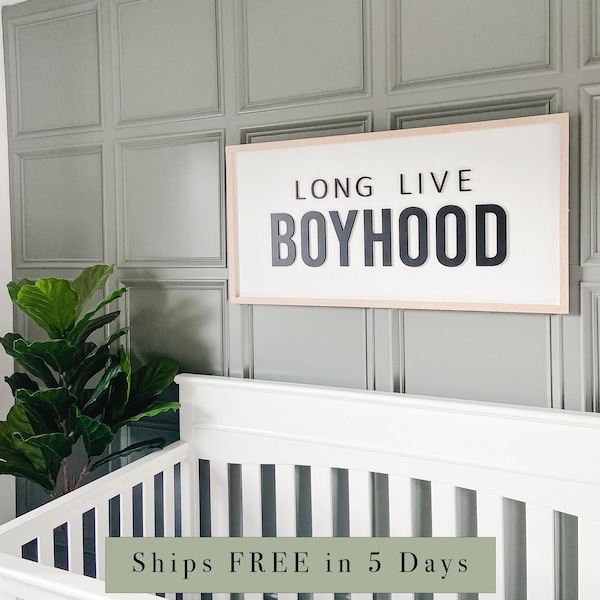 Long Live Boyhood Sign, Boy Room Sign, Framed Sign, Boy Nursery Sign, Boy Room Wall Hanging, Boy Room Sign, Brother Room Sign