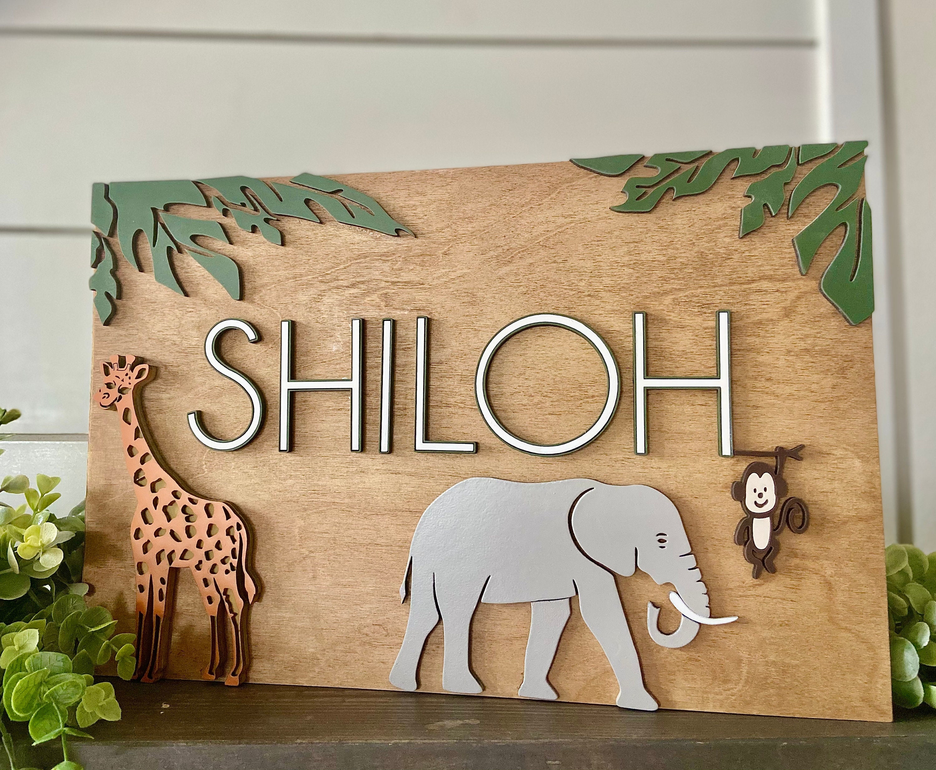 Custom Baby Name Sign Animal Nursery Sign Nursery 3D Sign - Etsy