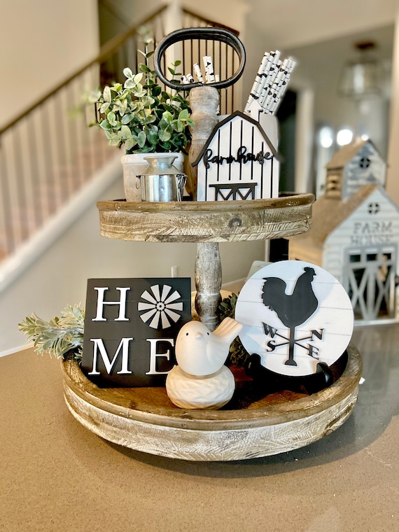 Farmhouse Tiered Tray Decor Home Decor Farmhouse Tiered Etsy