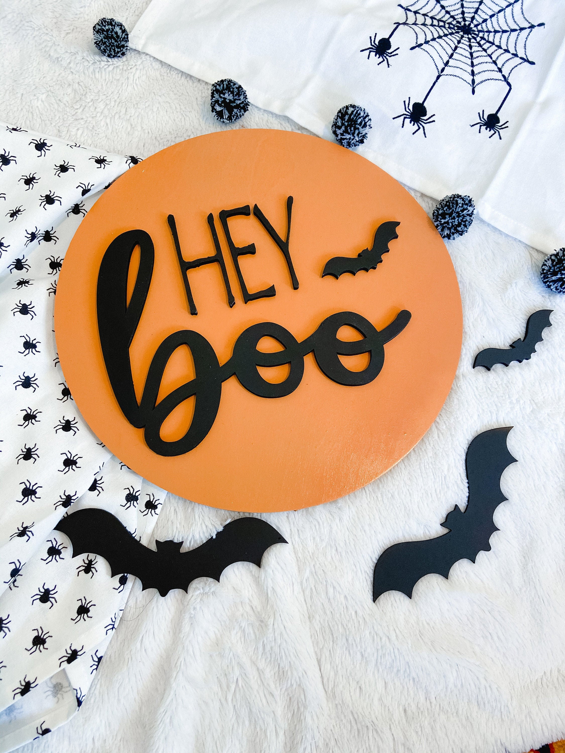 Hey Boo Sign Round Halloween Sign Halloween Sign Boo | Etsy
