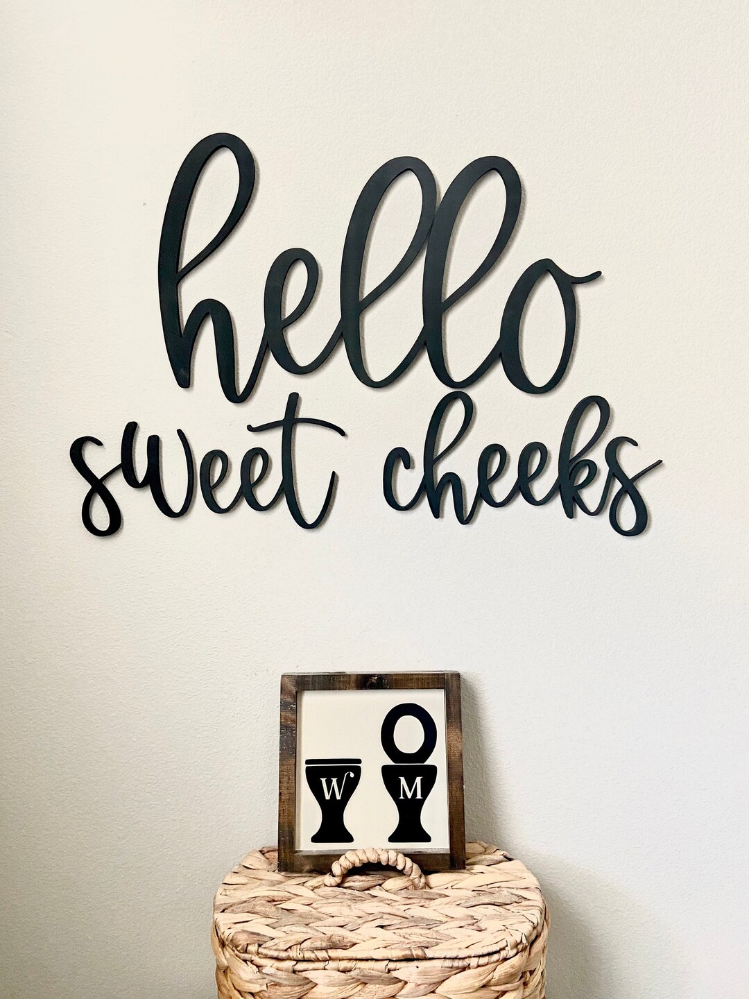 Hello Sweet Cheeks Bathroom Wall Decor Laundry Room Sign Etsy