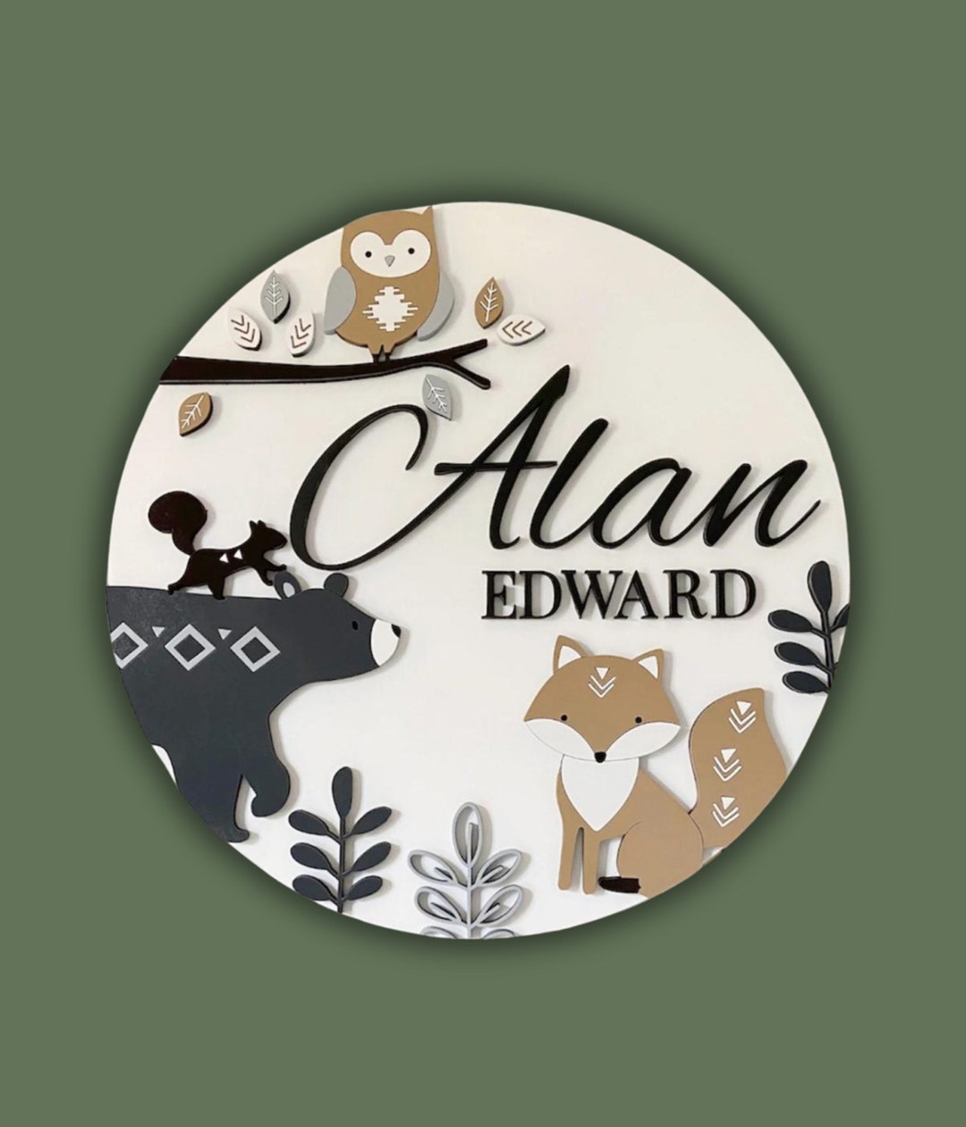 Woodland Nursery Name Sign, Shiplap Name Sign, Custom Baby Shower Gift