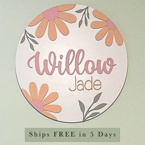Daisy Nursery Name Sign, Nursery Wall Art, Boho Nursery Decor, Girl Nursery Decor, 3D Wooden Nursery Name Signs, Daisy Nursery Decor